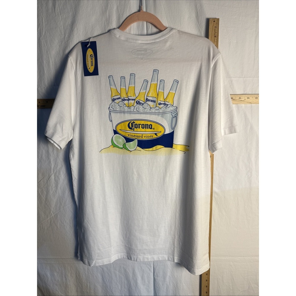 Corona x Vineyard Vines Pocket T-Shirt White Medium NWT Beer Surf Logo - Picture 5 of 7